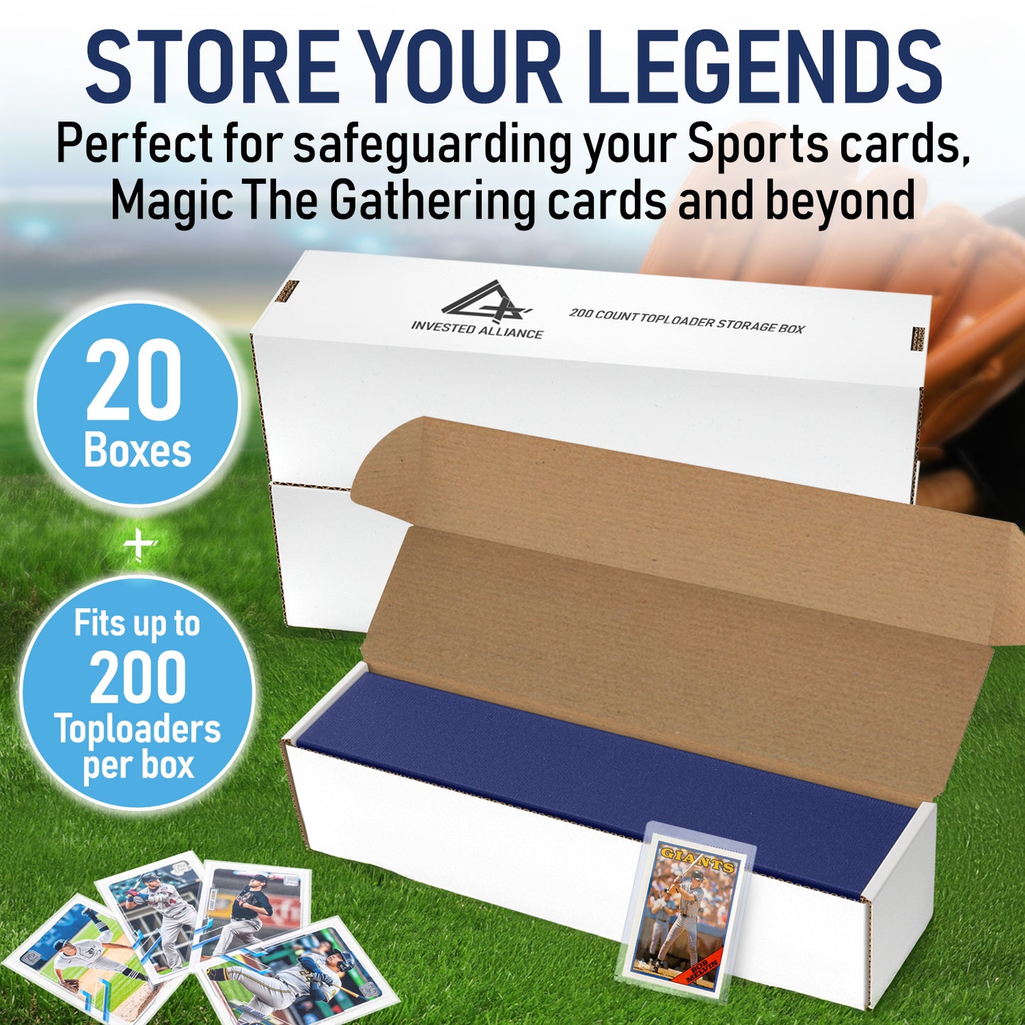 20 Pack - Premium Toploader Cardboard Storage Boxes