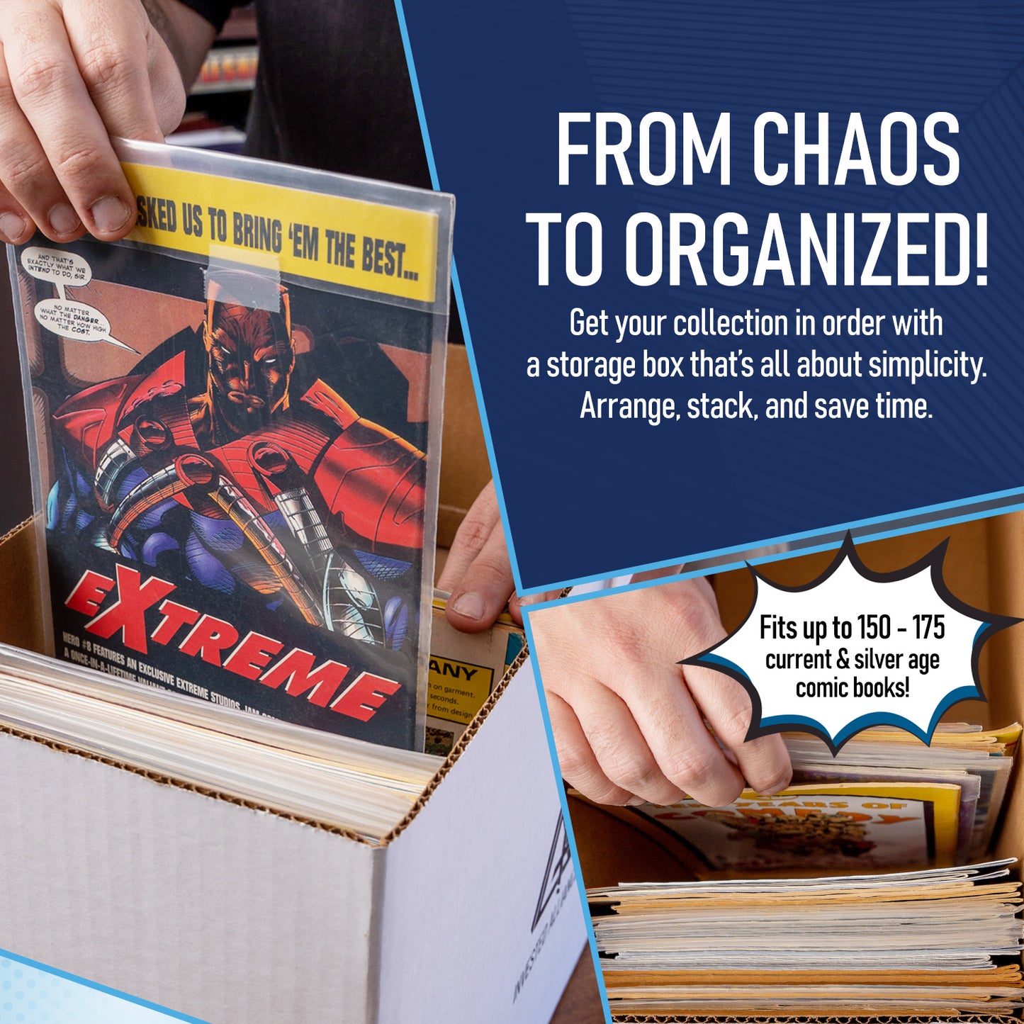 3 Pack - Comic Book Storage Boxes & White Dividers Bundle
