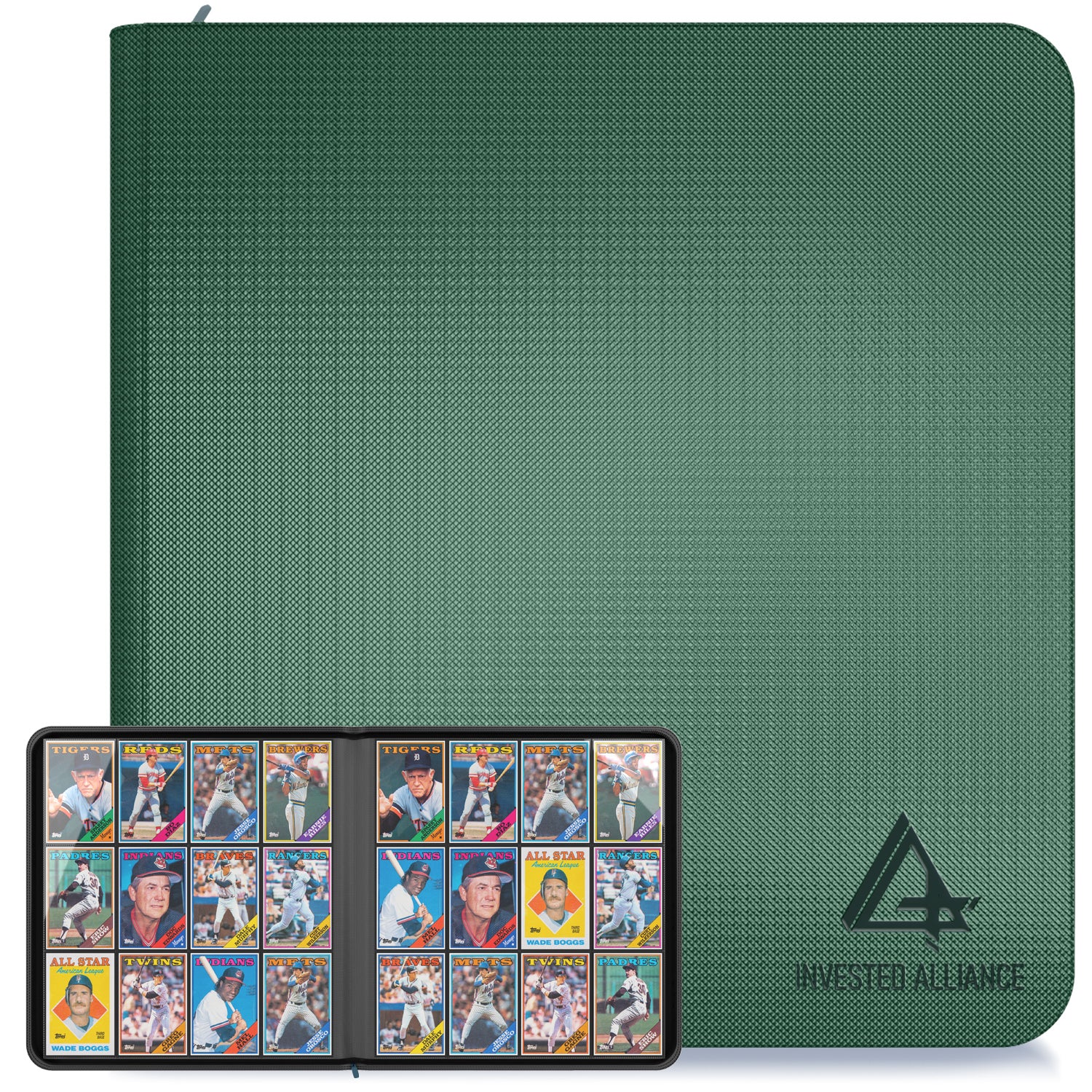 green card binder Premium TCG Card Binder For 480 Side Loading Pockets Sports Trading Card Binder 12 Pocket Zipper, Collectible Trading, Magic, MTG, Baseball, Football