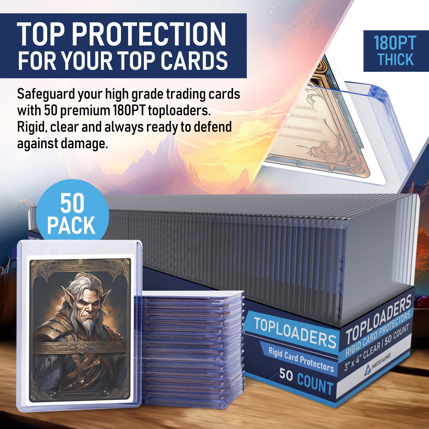 Premium 180pt Top Loaders for Cards | Hard Card Sleeves. Card Protectors. Trading Card Top Loader. Toploader Card Protectors. MTG + Pro Sports Cards Premium 180pt Top Loaders for Cards | Hard Card Sleeves. Card Protectors. Trading Card Top Loader. Toploader Card Protectors. MTG + Pro Sports Cards