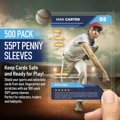55PT - 500 Pack Penny Sleeves