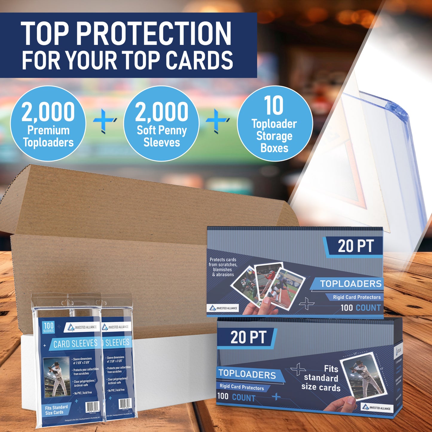 20PT Premium Top Loaders and Penny Sleeves 2,000 Pack