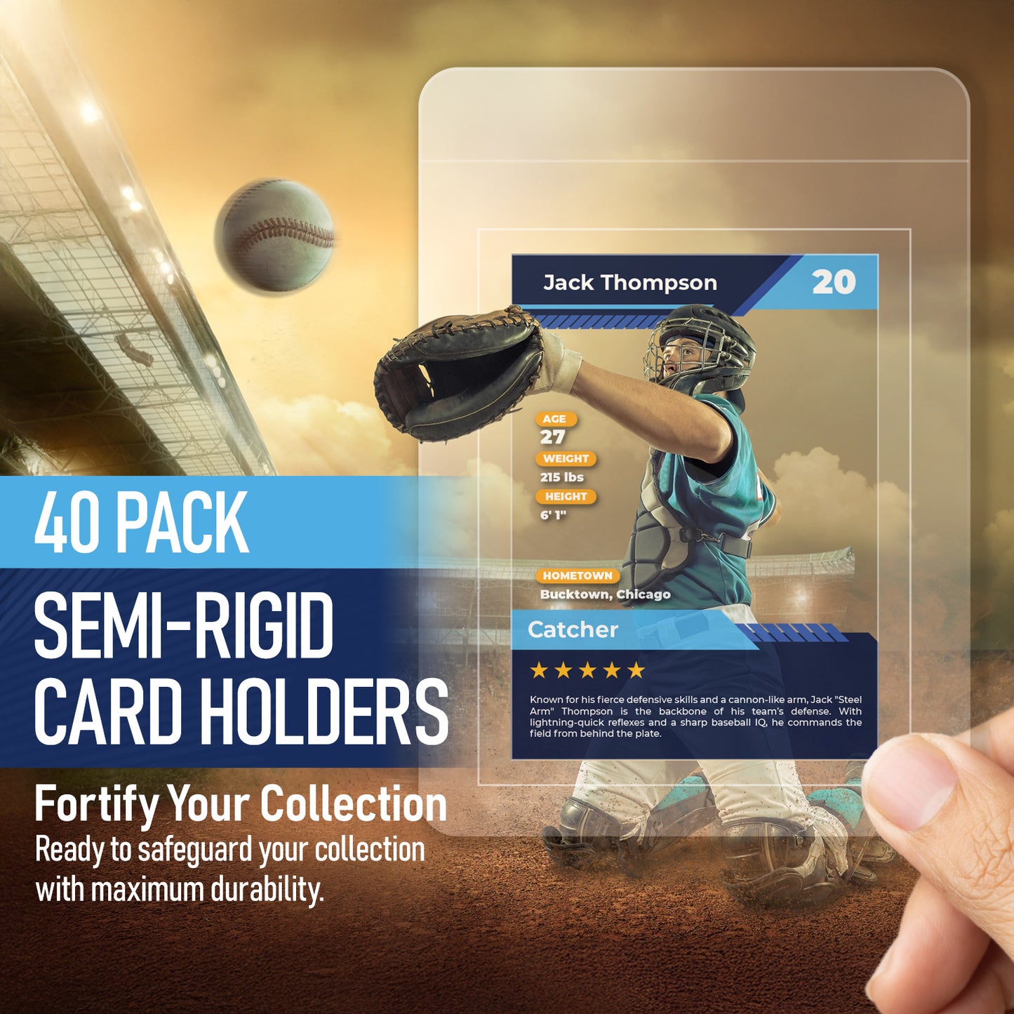 40 Pack - Semi Rigid Card Holders