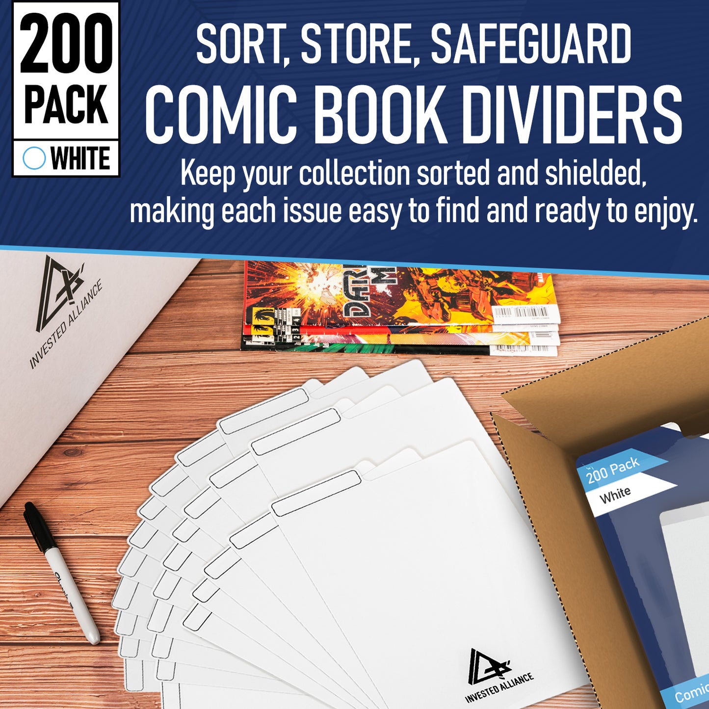 200 Pack - White Comic Book Dividers