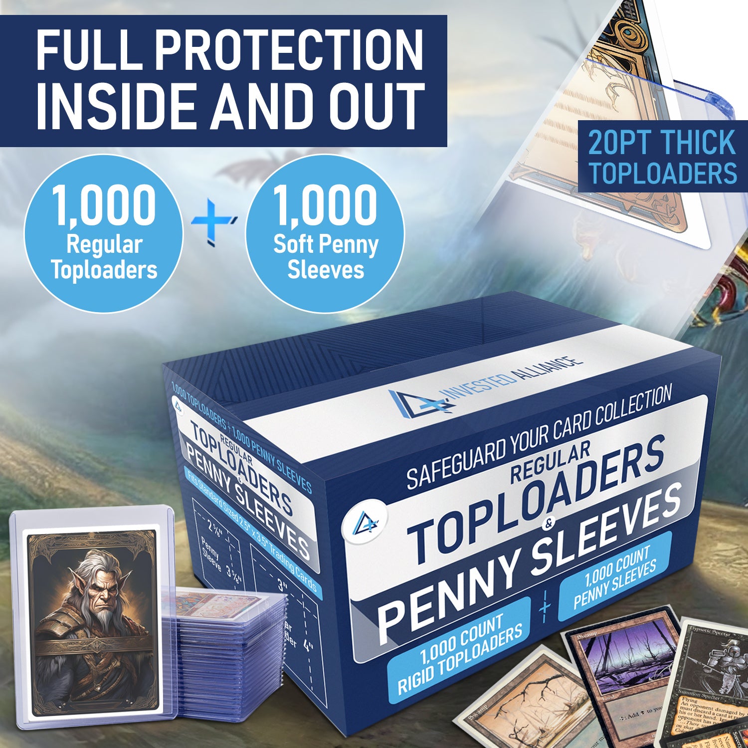 20PT - 1,000 Pack Top Loaders & 1,000pk Standard Size Penny Sleeves