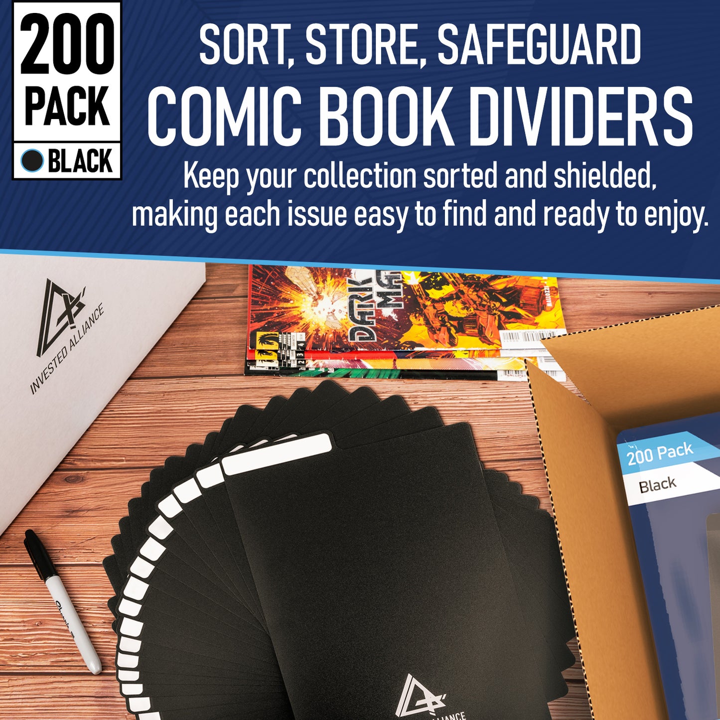 200 Pack - Black Comic Book Dividers