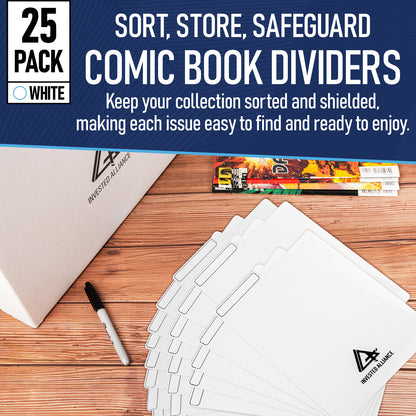 25 Pack - White Comic Book Dividers