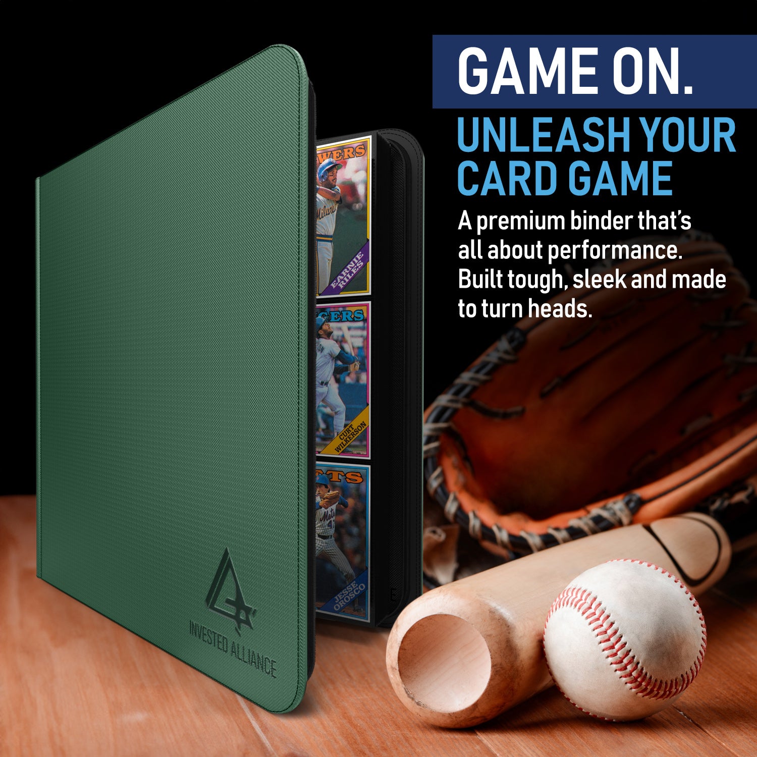 green card binder Premium TCG Card Binder For 480 Side Loading Pockets Sports Trading Card Binder 12 Pocket Zipper, Collectible Trading, Magic, MTG, Baseball, Football