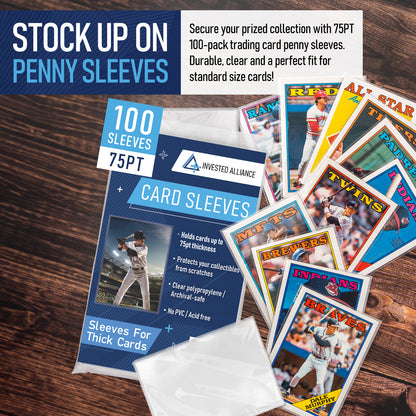 75pt Penny Sleeve for Thick Cards | Card Sleeves. Baseball Card Sleeves. Soft Trading Card Sleeve. Penny Sleeve for Trading Cards. Clear Card Sleeves. 75pt Penny Sleeve for Thick Cards | Card Sleeves. Baseball Card Sleeves. Soft Trading Card Sleeve. Penny Sleeve for Trading Cards. Clear Card Sleeves.