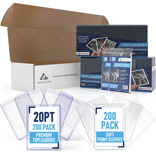 200 Pack - Premium 20PT Top Loaders and Storage Box Bundle