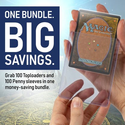 20PT - 100 Pack Top Loaders & 100pk Standard Size Penny Sleeves