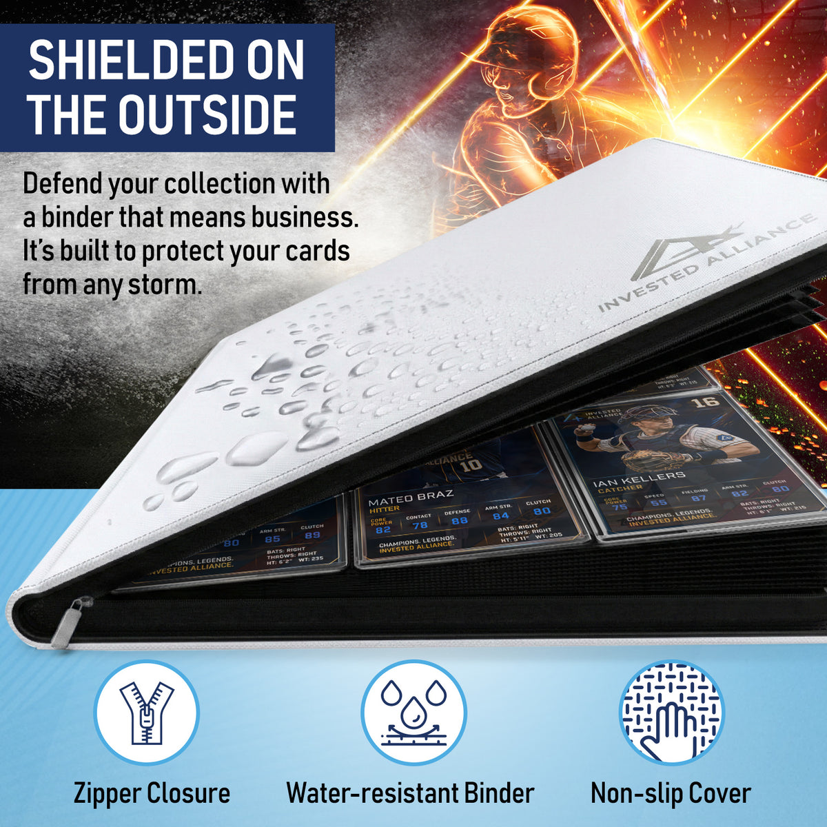 Premium Top Loader Binder for Trading Cards - Holds 288 Toploaders, 9-Pocket (White)