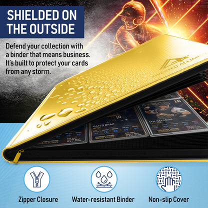 Premium Top Loader Binder for Trading Cards - Holds 288 Toploaders, 9-Pocket (Yellow)