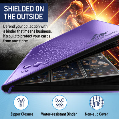 Premium Top Loader Binder for Trading Cards - Holds 288 Toploaders, 9-Pocket (Purple)
