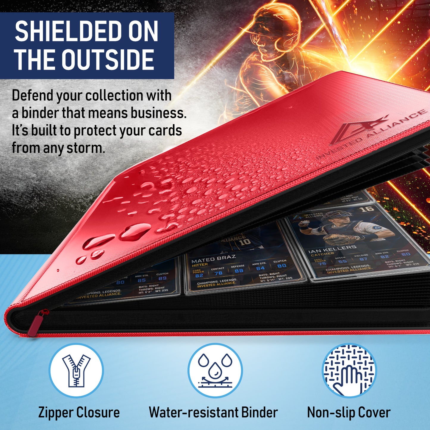 Premium Top Loader Binder for Trading Cards - Holds 288 Toploaders, 9-Pocket (Red)