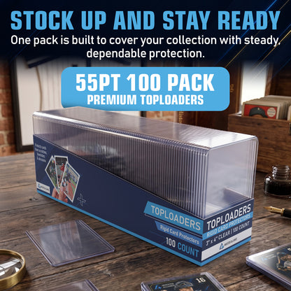 55PT - 100 Pack Premium Top Loaders