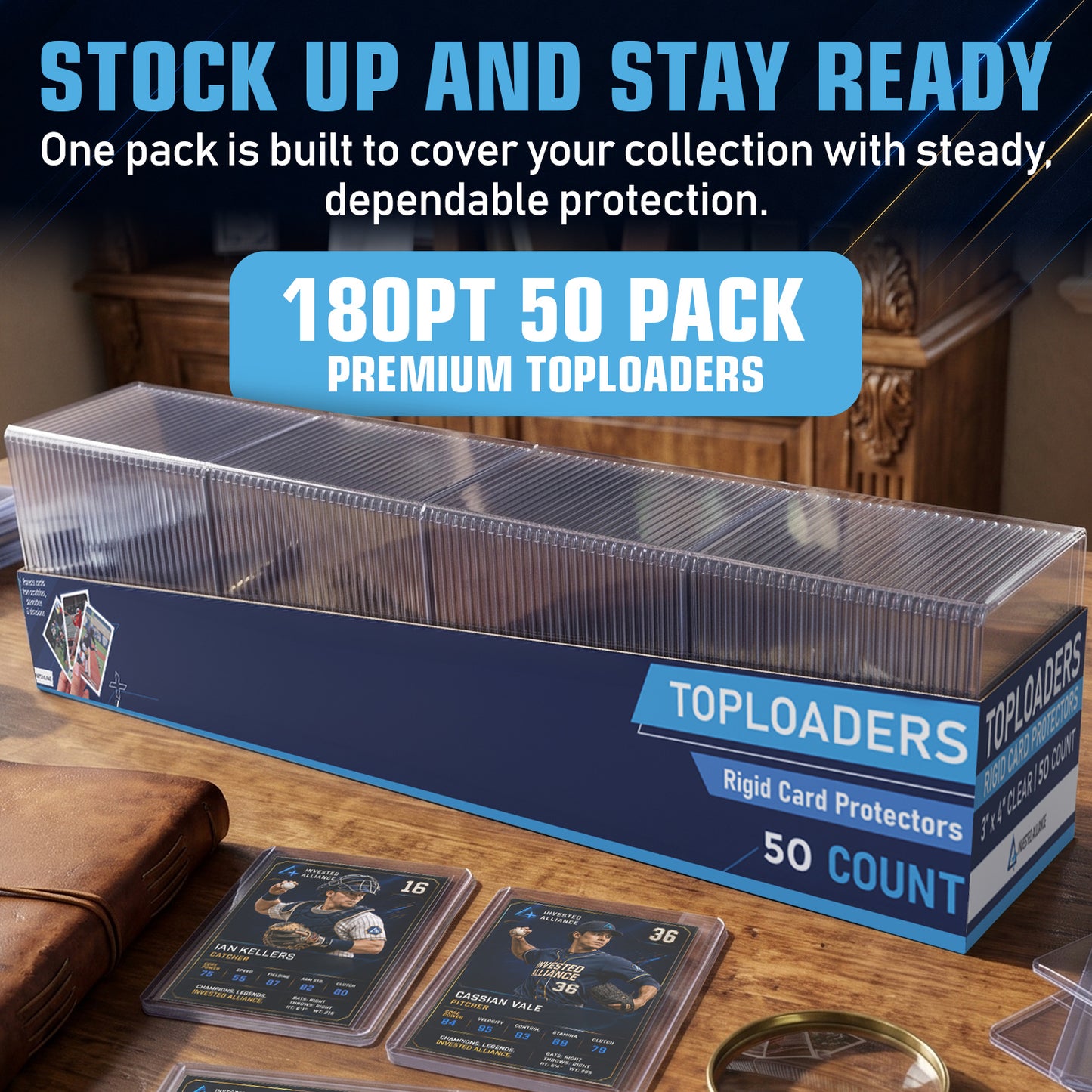180PT - 50 Pack Premium Top Loaders