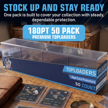 180PT - 50 Pack Premium Top Loaders