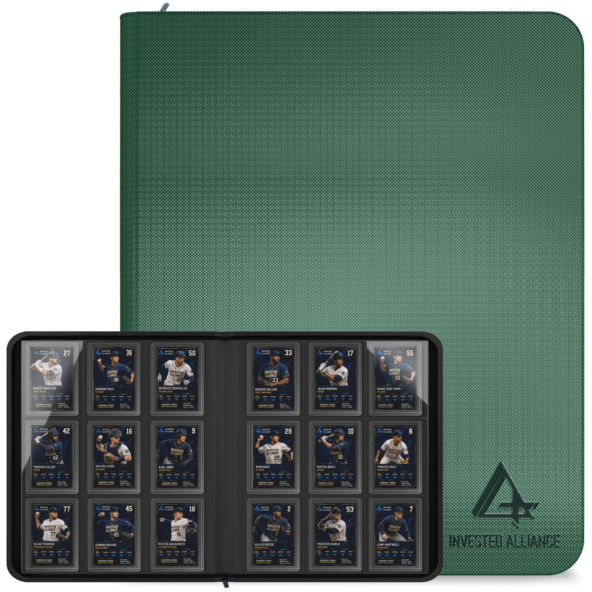Premium Top Loader Binder for Trading Cards - Holds 288 Toploaders, 9-Pocket (Green)