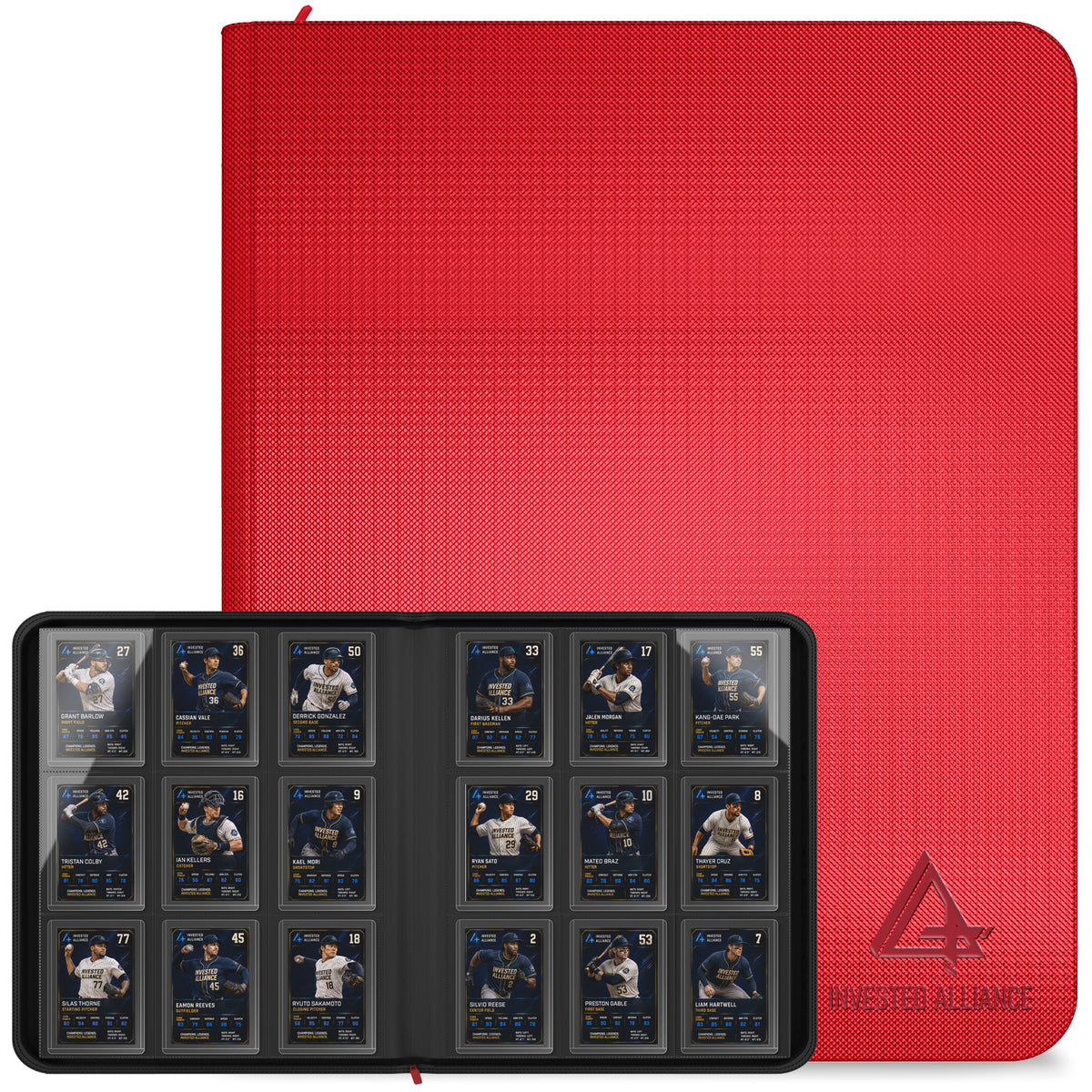 Premium Top Loader Binder for Trading Cards - Holds 288 Toploaders, 9-Pocket (Red)