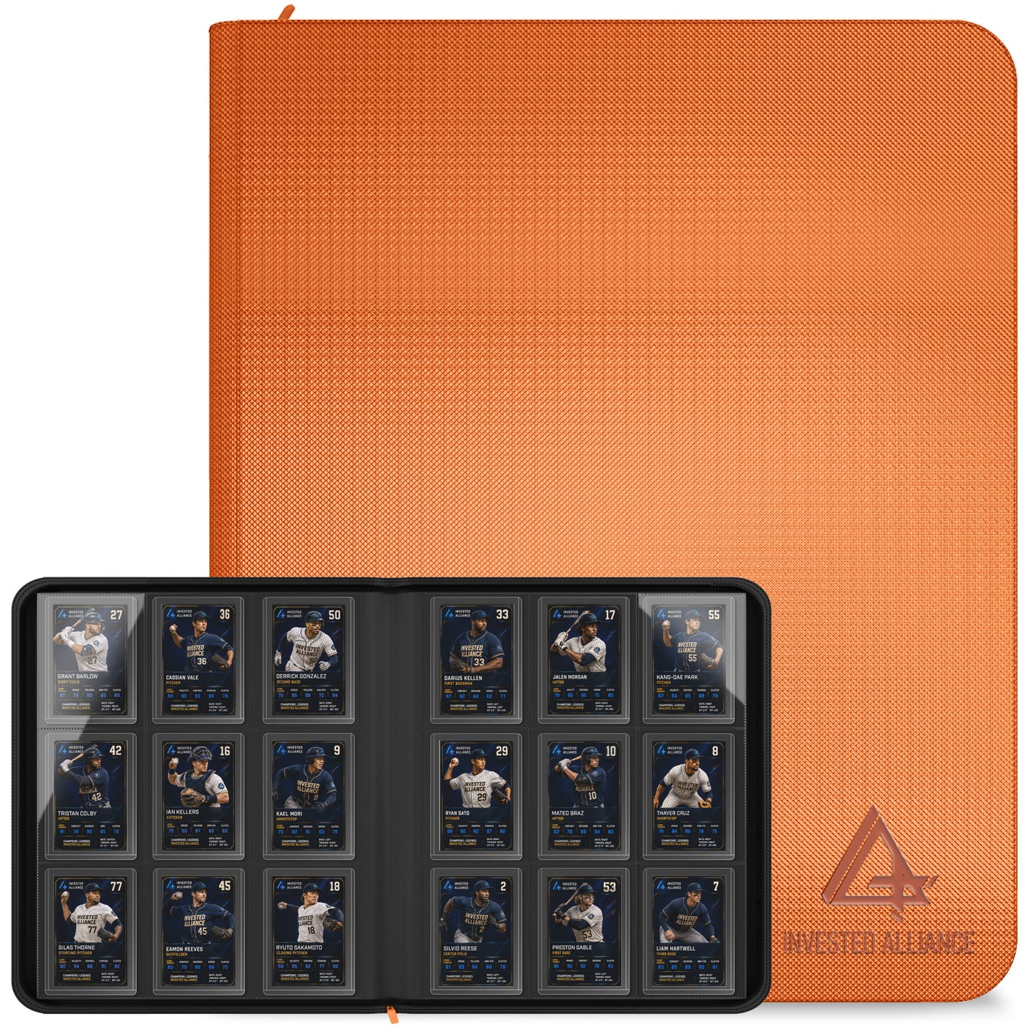 Premium Top Loader Binder for Trading Cards - Holds 288 Toploaders, 9-Pocket (Orange)