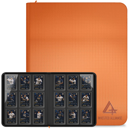 Premium Top Loader Binder for Trading Cards - Holds 288 Toploaders, 9-Pocket (Orange)