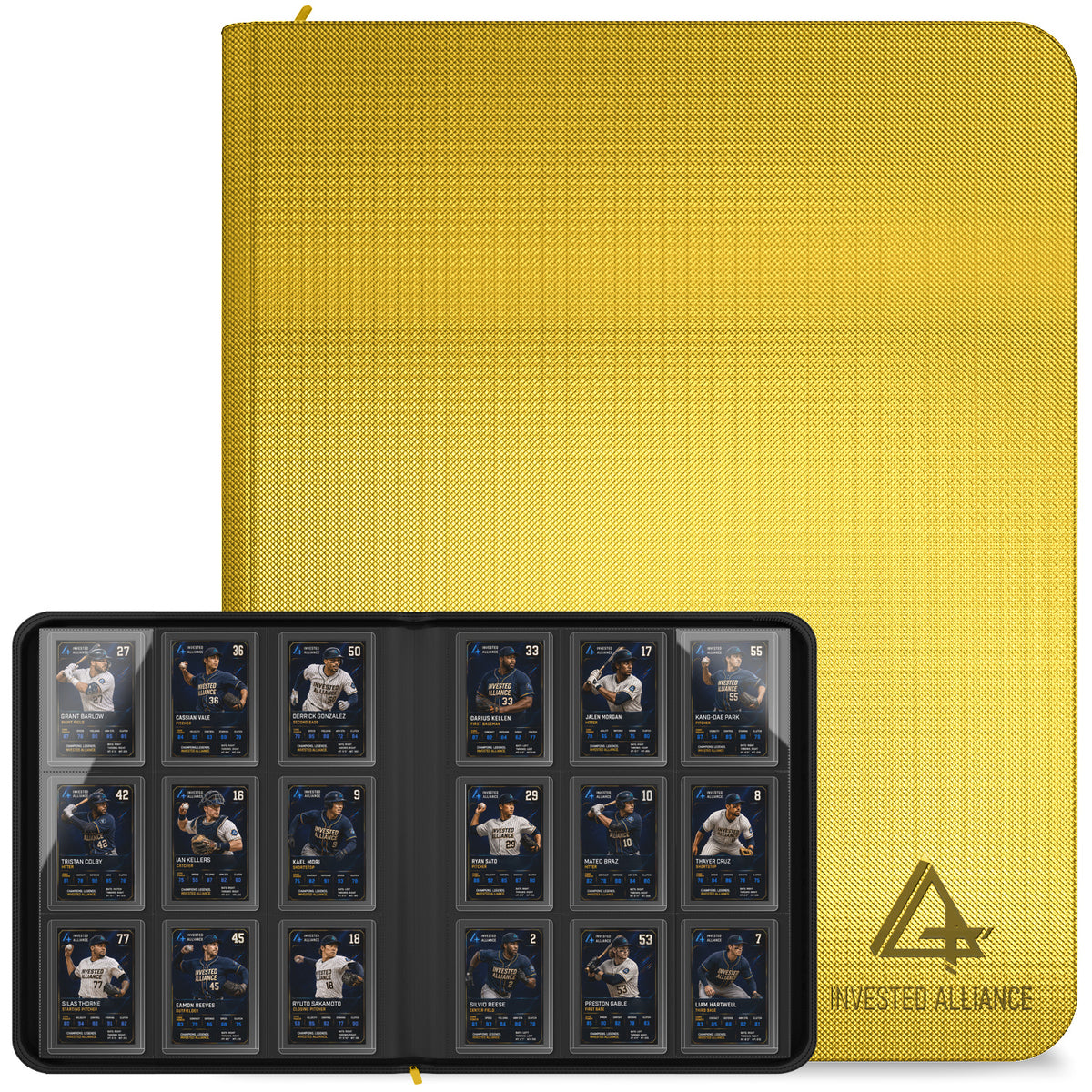 Premium Top Loader Binder for Trading Cards - Holds 288 Toploaders, 9-Pocket (Yellow)