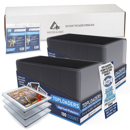 200 card sleeves Invested Alliance Premium 200 Count Toploaders + Penny Sleeves Storage | Hard Plastic & Soft Sleeves