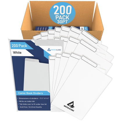 200 Pack - White Comic Book Dividers