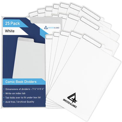 25 Pack - White Comic Book Dividers