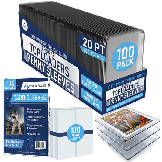 20PT - 100 Pack Top Loaders & 100pk Standard Size Penny Sleeves